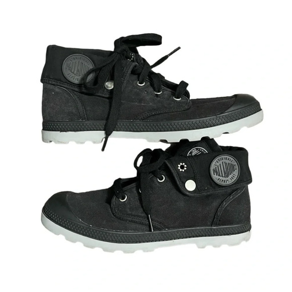 Palladium Shoes - Palladium Boots Women's 9.5 Baggy Foldover Lace-Up Sneakers Black Gorpcore